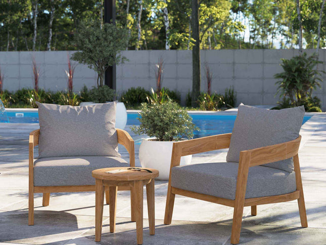 Modway Brisbane Outdoor Patio Set - 3-Piece Grey Teak Furniture for Stylish Patios