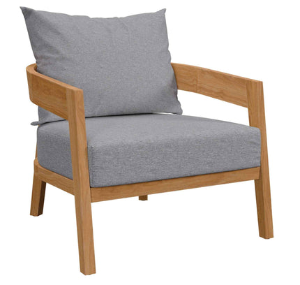 Modway Brisbane Outdoor Patio Set - 3-Piece Grey Teak Furniture for Stylish Patios