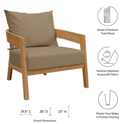 Brisbane Teak Outdoor Patio Set - Stylish 3-Piece Design by Modway