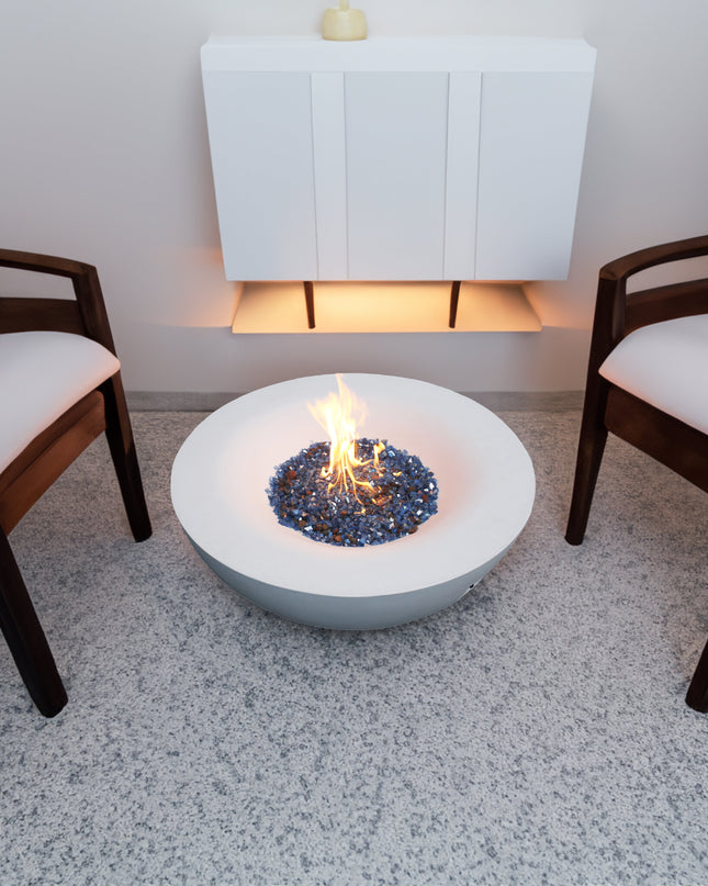 42 Inch Outdoor Concrete Propane gas Fire Pit bowl in Antique white color