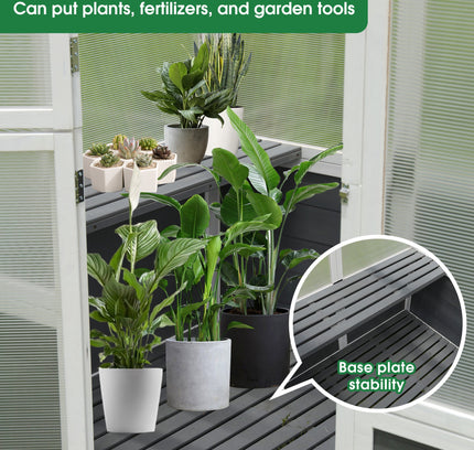 76''x48''x86'' Walk-In Polycarbonate Greenhouse for Patio & Backyard Gardening