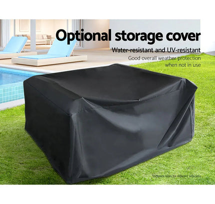 Gardeon 7-Piece Outdoor Wicker Lounge Set, 10cm Foam Cushions & Bonus Cover Set