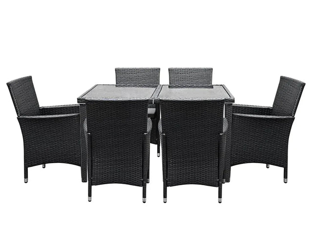 Gardeon 7-Piece Outdoor Dining Set, UV-Resistant PE Rattan & Aluminum Frame