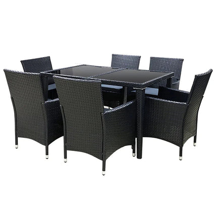 Gardeon 7-Piece Outdoor Dining Set, UV-Resistant PE Rattan & Aluminum Frame