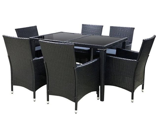 Gardeon 7-Piece Outdoor Dining Set, UV-Resistant PE Rattan & Aluminum Frame