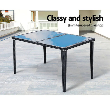 Gardeon 7-Piece Outdoor Dining Set, UV-Resistant PE Rattan & Aluminum Frame