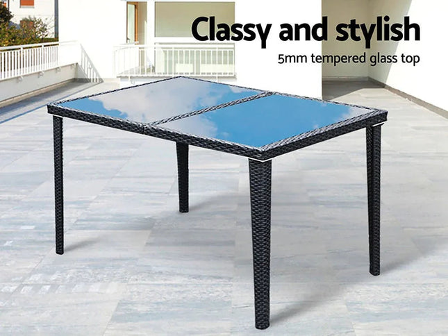 Gardeon 7-Piece Outdoor Dining Set, UV-Resistant PE Rattan & Aluminum Frame