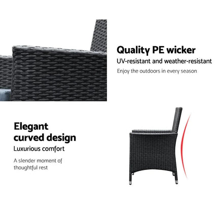 Gardeon 7-Piece Outdoor Dining Set, UV-Resistant PE Rattan & Aluminum Frame