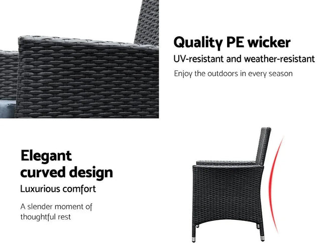 Gardeon 7-Piece Outdoor Dining Set, UV-Resistant PE Rattan & Aluminum Frame