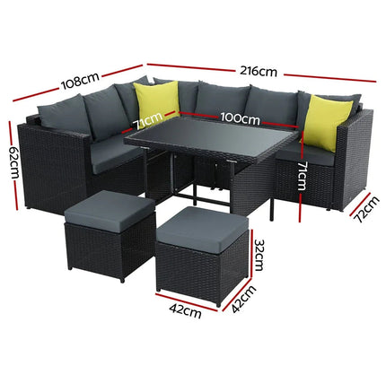 Gardeon Outdoor Furniture Patio Set Dining Sofa Table Chair Lounge