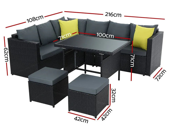 Gardeon Outdoor Furniture Patio Set Dining Sofa Table Chair Lounge