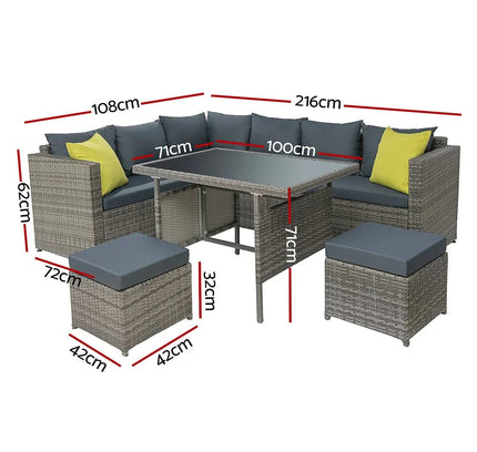 Gardeon Outdoor Furniture Patio Set Dining Sofa Table Chair Lounge