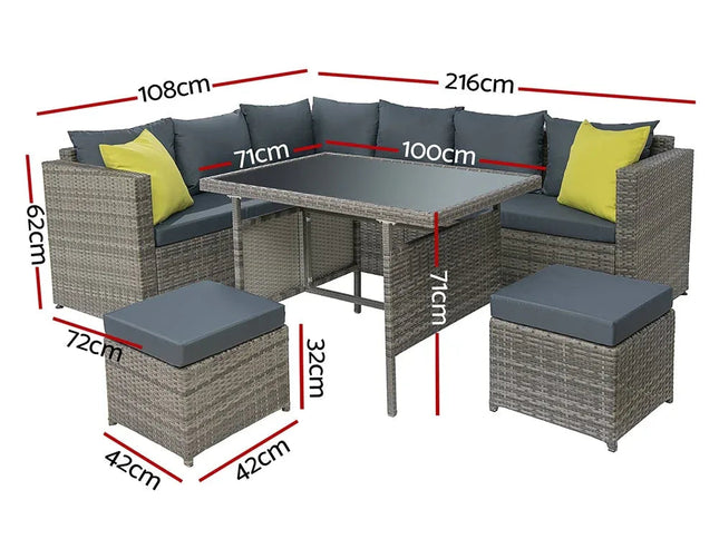 Gardeon Outdoor Furniture Patio Set Dining Sofa Table Chair Lounge
