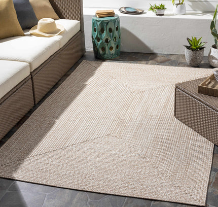 Cream Braided Faux Jute Outdoor Rug