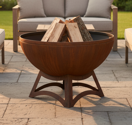 Ohio Flame Fire Chalice Fire Bowl, Hollow Base, Patina, 30"-41"