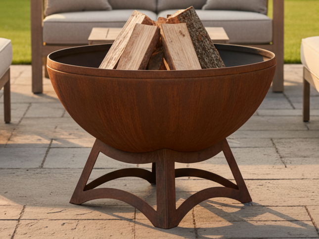 Ohio Flame Fire Chalice Fire Bowl, Hollow Base, Patina, 30"-41"
