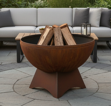 Ohio Flame Fire Chalice Fire Bowl, Standard Base, Patina, 30"-41"