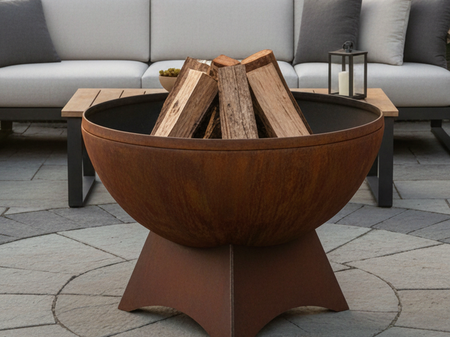 Ohio Flame Fire Chalice Fire Bowl, Standard Base, Patina, 30"-41"