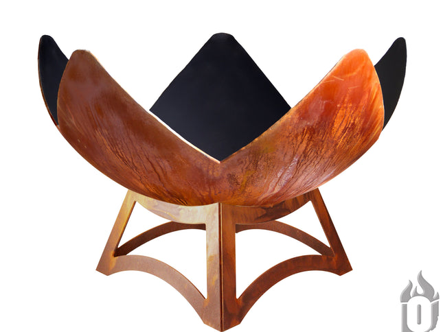 Ohio Flame Fire Flower Fire Bowl, Hollow Base, Patina, 30"-41"