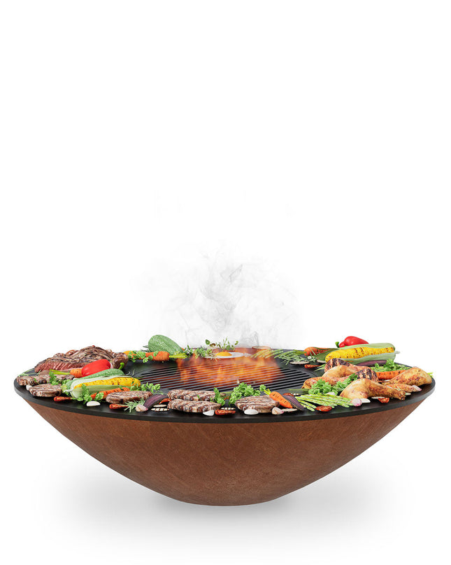 Arteflame Classic 40″ — Fire Pit with Cooktop (CORTEN Bowl; Short Round / Short Euro / Built-In No Base)