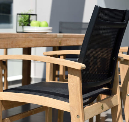 Rinjani Rectangular Teak Table and Fortuna Armchair Dining Set