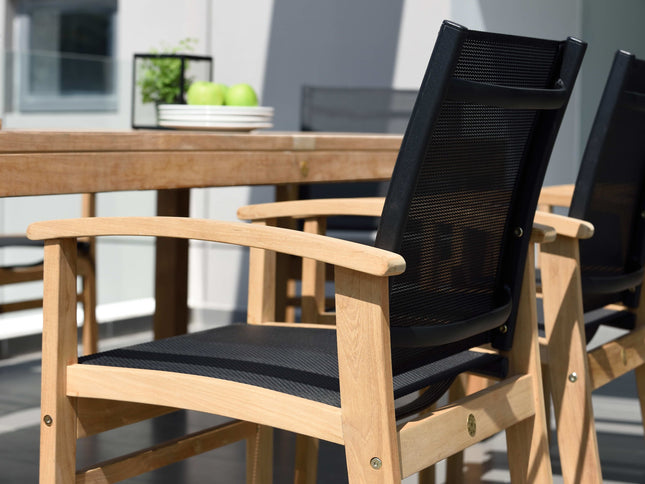Rinjani Rectangular Teak Table and Fortuna Armchair Dining Set