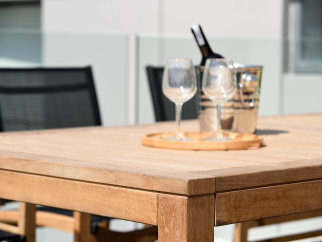 Rinjani Rectangular Teak Table and Fortuna Armchair Dining Set