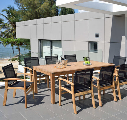 Rinjani Rectangular Teak Table and Fortuna Armchair Dining Set