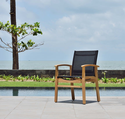 Rinjani Rectangular Teak Table and Fortuna Armchair Dining Set