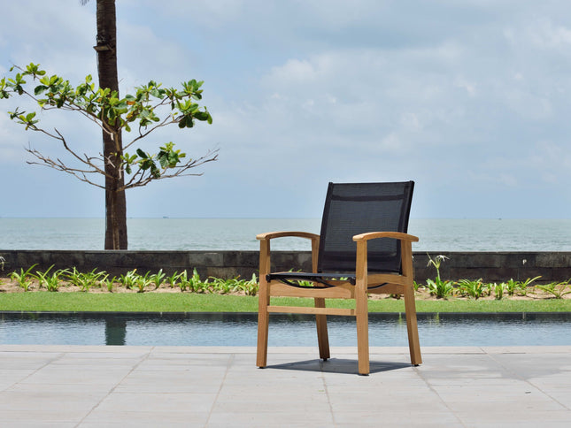 Rinjani Rectangular Teak Table and Fortuna Armchair Dining Set
