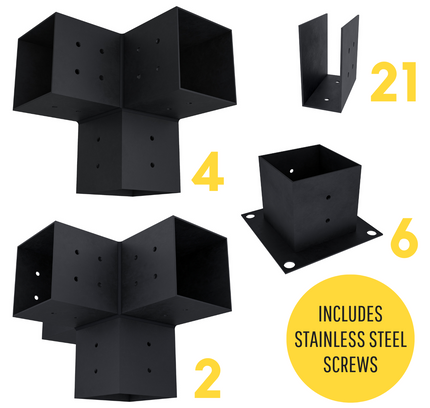DIY Pergola Bracket Kit for a Freestanding Pergola With Roof Rafters - Any Size Up to 24' x 12'