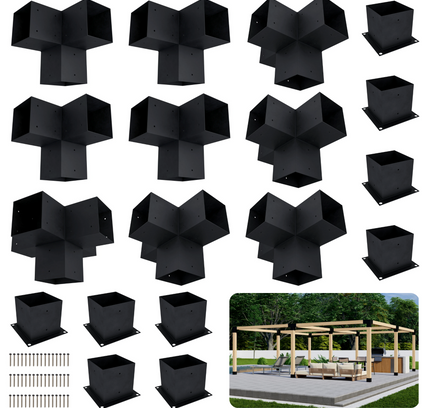 DIY Pergola Bracket Kit for a Freestanding Pergola Frame - Any Size Up to 24' x 24'