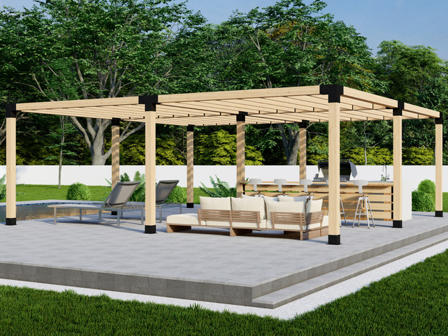 DIY Pergola Bracket Kit for a Freestanding Pergola With Slatted Roof - Any Size Up to 24' x 24'