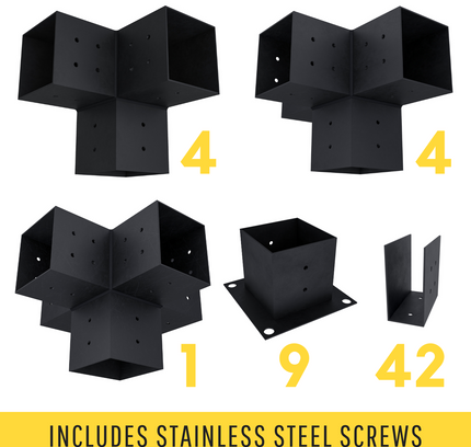 DIY Pergola Bracket Kit for a Freestanding Pergola With Roof Rafters - Any Size Up to 24' x 24'