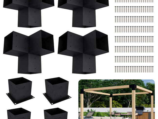 DIY Pergola Bracket Kit for a Freestanding Pergola Frame - Any Size Up to 12' x 12'