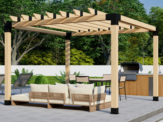 DIY Pergola Bracket Kit for a Freestanding Pergola With Roof Rafters - Any Size Up to 12' x 12'