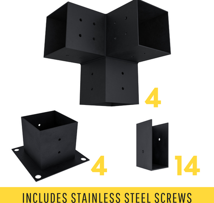DIY Pergola Bracket Kit for a Freestanding Pergola With Slatted Roof - Any Size Up to 12' x 12'