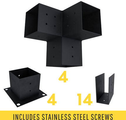 DIY Pergola Bracket Kit for a Freestanding Pergola With Roof Rafters - Any Size Up to 12' x 12'