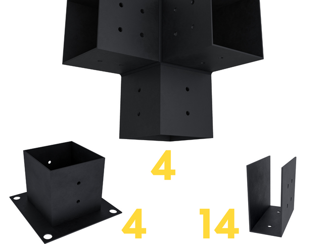 DIY Pergola Bracket Kit for a Freestanding Pergola With Roof Rafters - Any Size Up to 12' x 12'