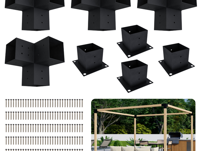 DIY Pergola Bracket Kit for a Freestanding Pergola Frame - Any Size Up to 12' x 12'