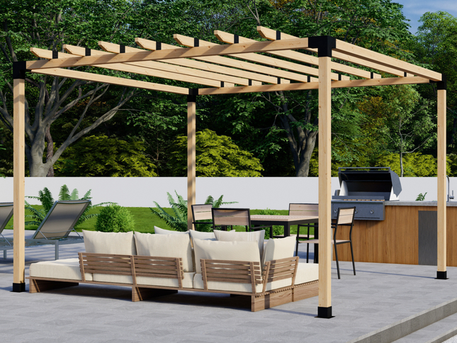 DIY Pergola Bracket Kit for a Freestanding Pergola With Roof Rafters - Any Size Up to 12' x 12'