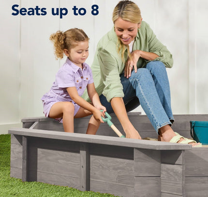 Outdoor Kid's Octagonal Sandbox in Grey Wood Finish