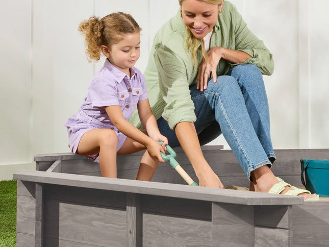 Outdoor Kid's Octagonal Sandbox in Grey Wood Finish