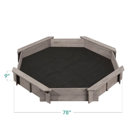 Outdoor Kid's Octagonal Sandbox in Grey Wood Finish