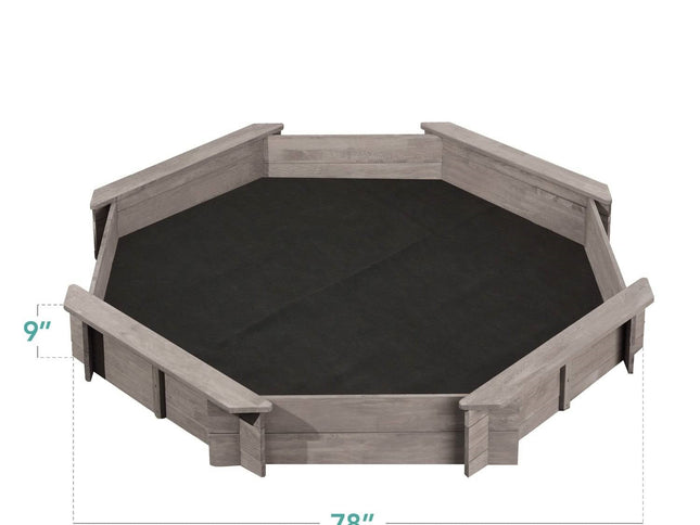 Outdoor Kid's Octagonal Sandbox in Grey Wood Finish