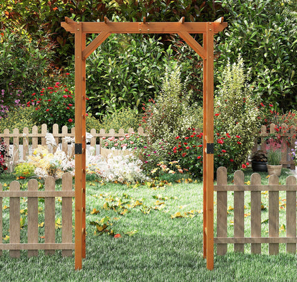 7/7.5 Ft Garden Arch Wooden Arbor Outdoor Wood Trellis for Climbing Plants