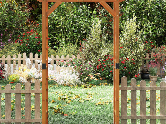 7/7.5 Ft Garden Arch Wooden Arbor Outdoor Wood Trellis for Climbing Plants