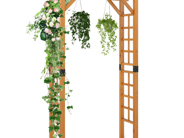 7/7.5 Ft Garden Arch Wooden Arbor Outdoor Wood Trellis for Climbing Plants