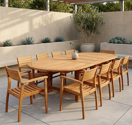 Julien FSC Certified Teak Wood Outdoor Patio Extendable Dining Set