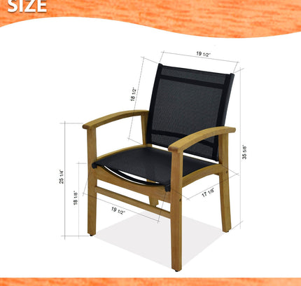 Rinjani Rectangular Teak Table and Fortuna Armchair Dining Set